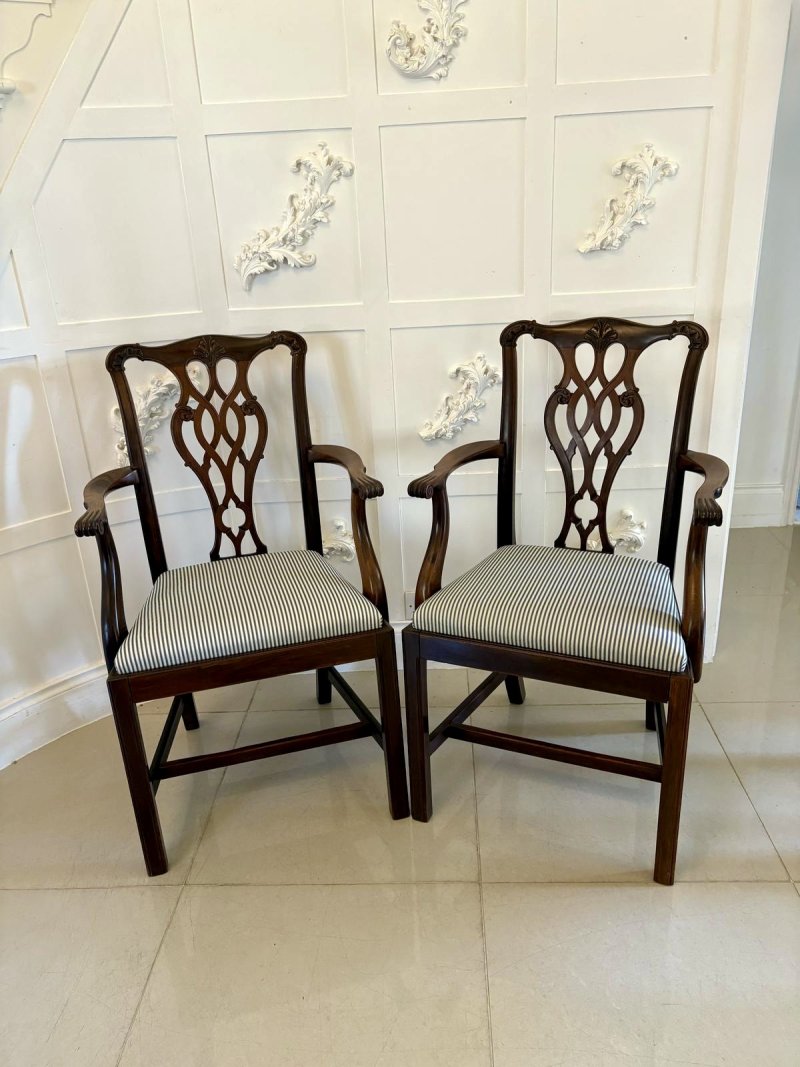 Set of 8 Antique Edwardian Quality Mahogany Dining Chairs - Image 4